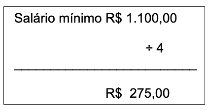 quarta parte do salário mínimo 2021